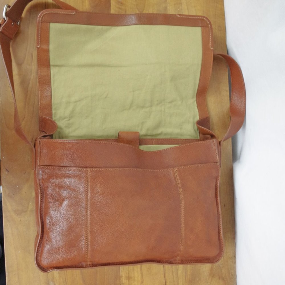 Cole Haan Brown Leather Messenger Bag WIth Laptop Compartment - Picture 12 of 12